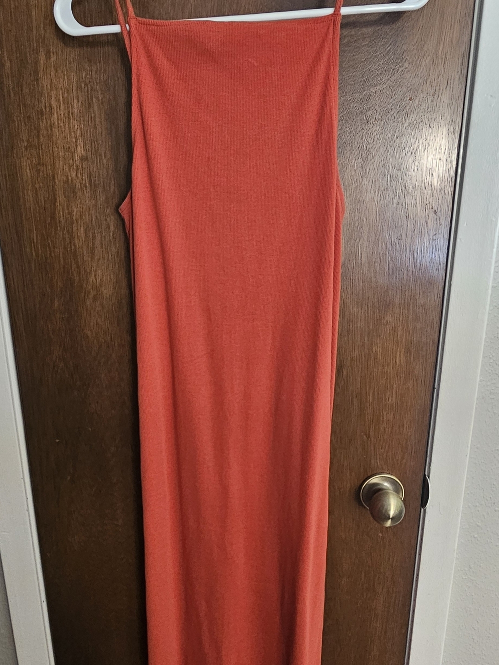 Old Navy Coral-Red, High Neck Maxi Dress with Thin Straps